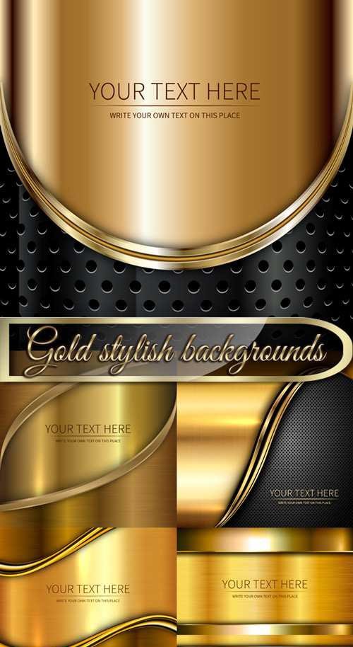 Gold stylish backgrounds vector graphics set 3
