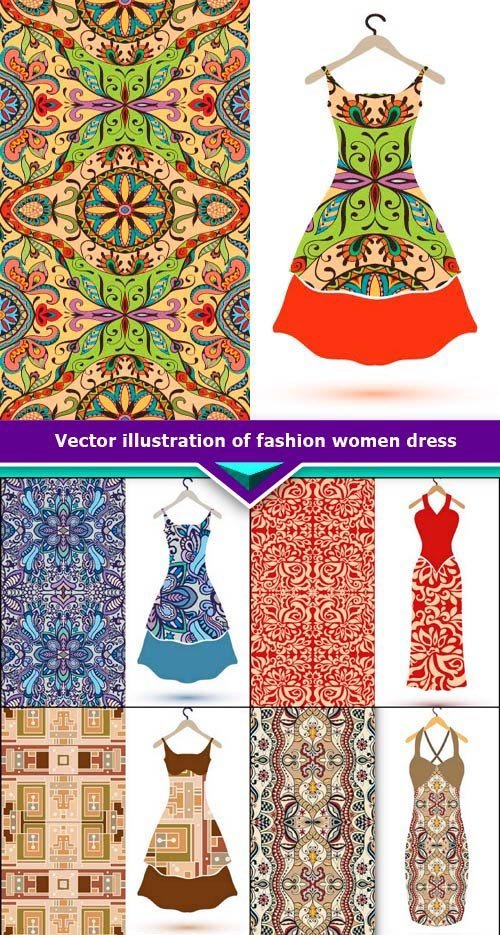 Vector illustration of fashion women dress 11x EPS