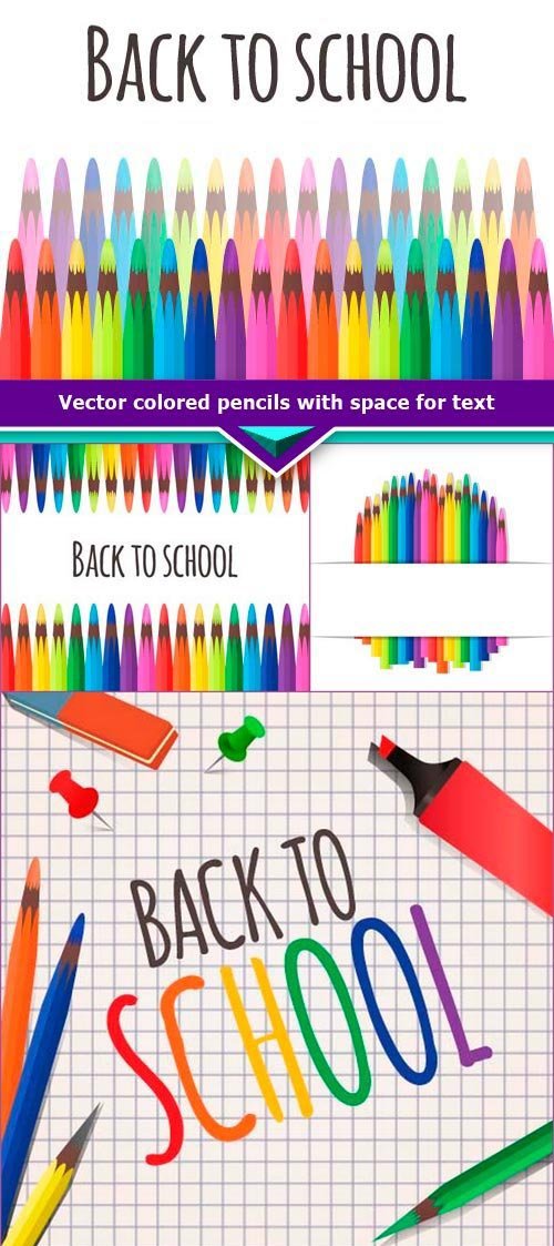 Vector colored pencils with space for text 5x EPS