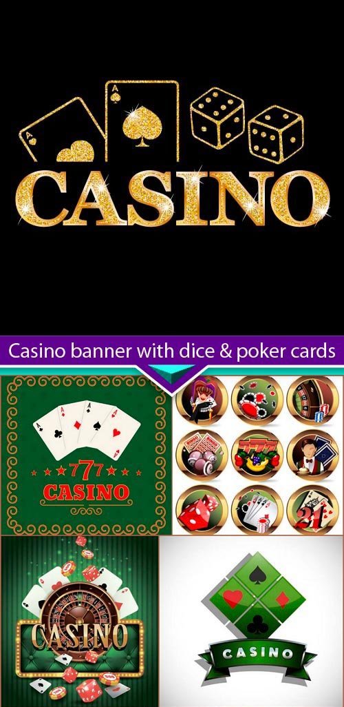 Casino banner with dice & poker cards 8X EPS