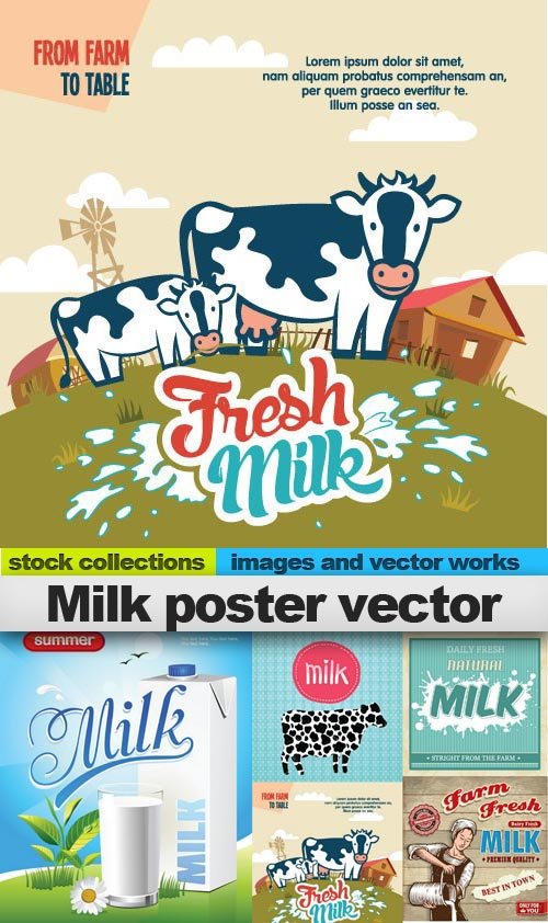 Milk poster vector,25x EPS