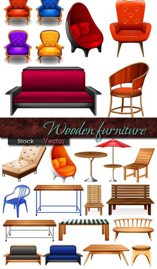 Wooden furniture for a garden and house