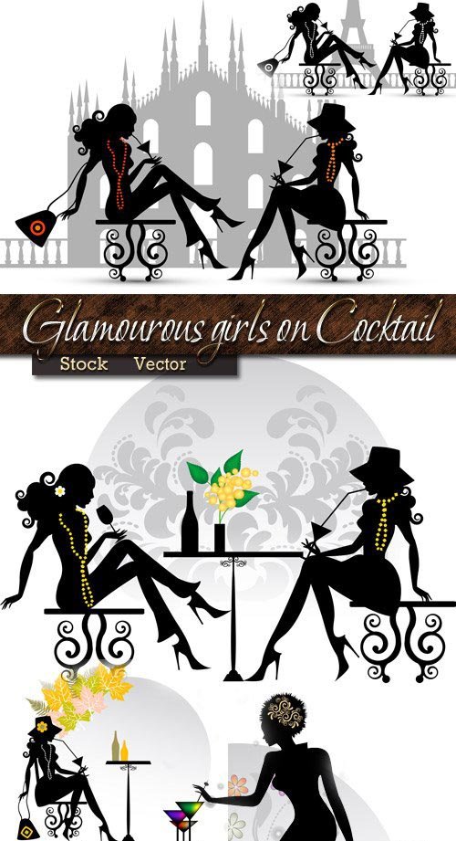 Glamourous girls on Cocktail in Vector