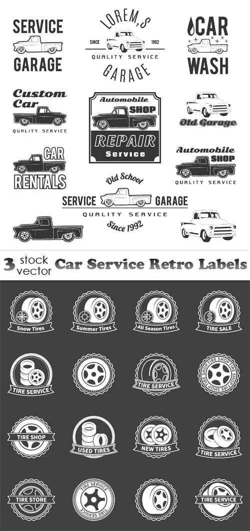 Vectors - Car Service Retro Labels