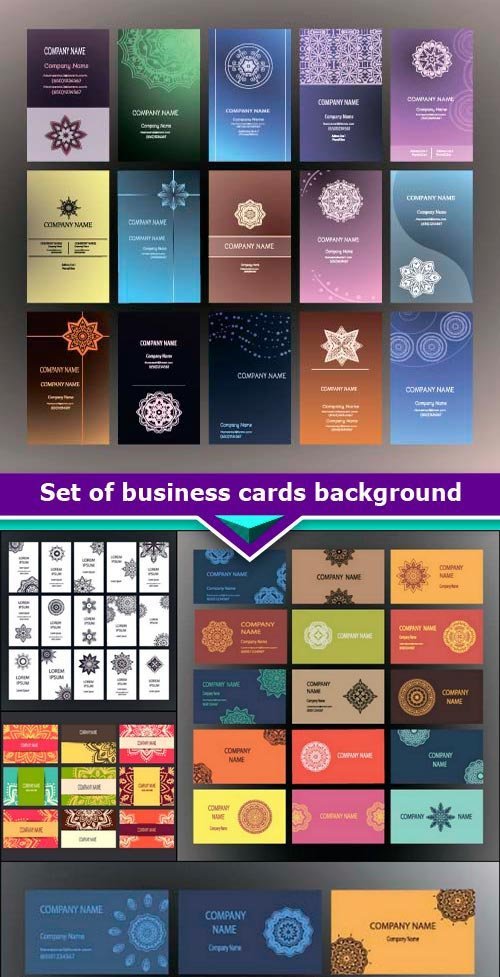 Set of business cards background vintage design elements 7x EPS