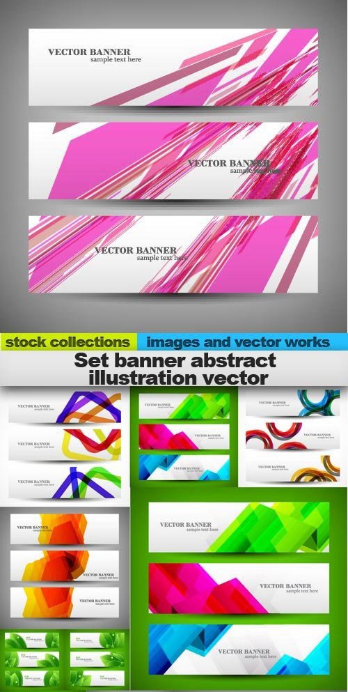 Set banner abstract illustration, 15 x EPS