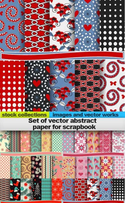 Set of vector abstract paper for scrapbook, 15 x EPS