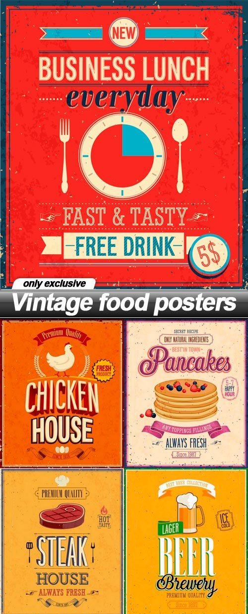 Vintage food posters - 10 EPS