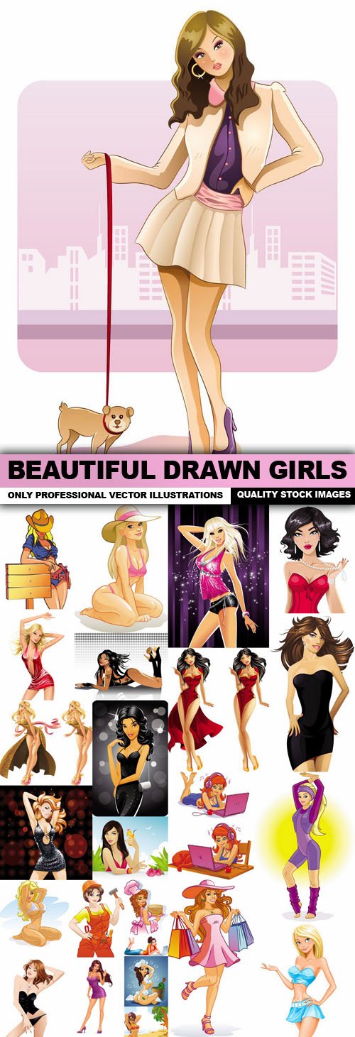 Beautiful Drawn Girls - 25 Vector