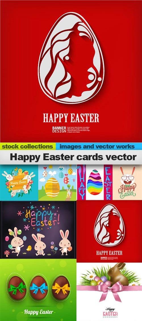 Happy Easter cards vector,  15 x EPS