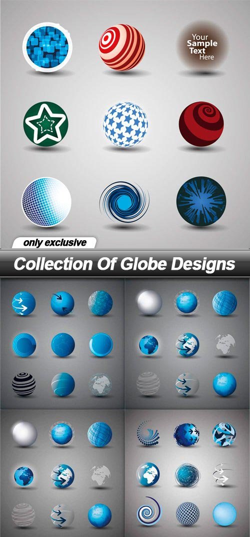 Collection Of Globe Designs - 9 EPS