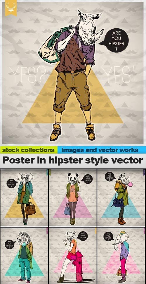 Poster in hipster style vector, 15 x EPS
