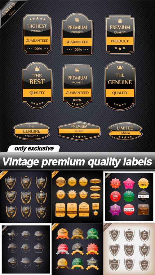 Vintage premium quality labels - 15 EPS