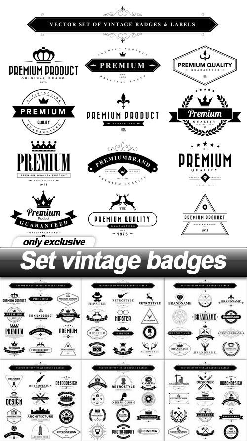 Set vintage badges - 17 EPS