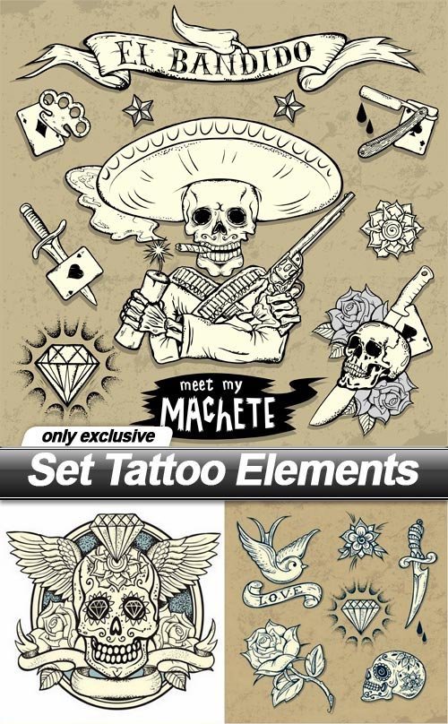 Set Tattoo Elements - 10 EPS