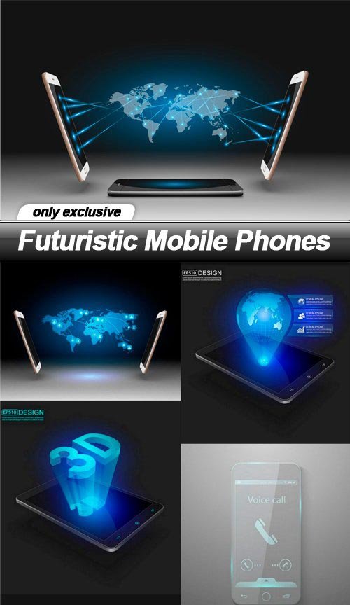Futuristic Mobile Phones - 8 EPS
