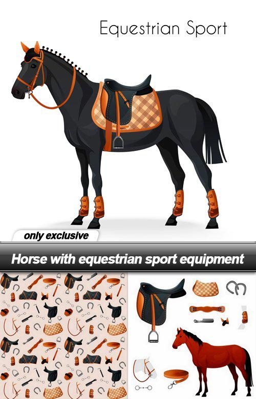 Horse with equestrian sport equipment - 5 EPS