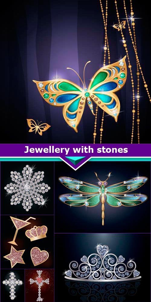 Jewellery with stones 15x EPS