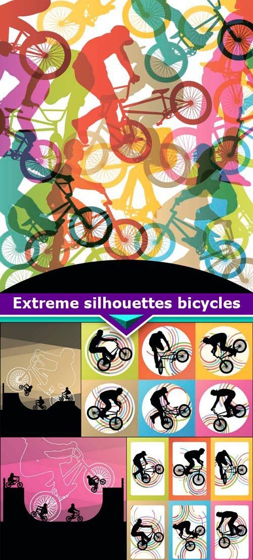  Extreme silhouettes bicycles 10x EPS 