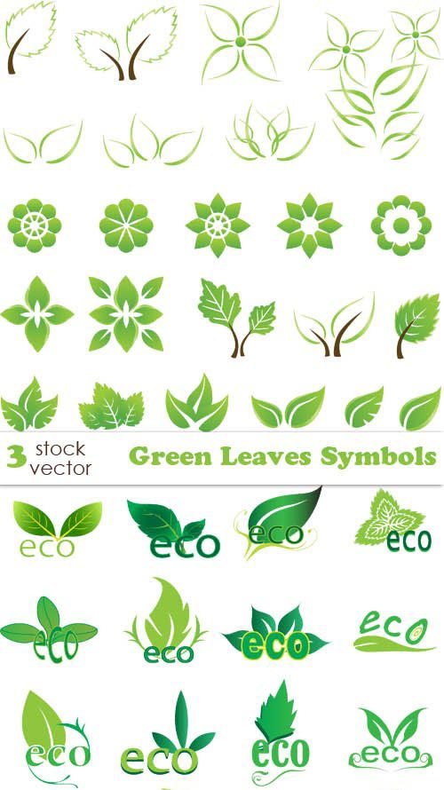 Vectors - Green Leaves Symbols