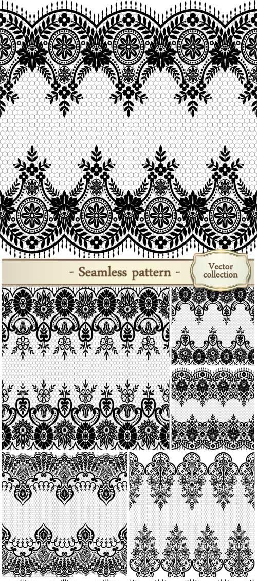 Lace black seamless pattern