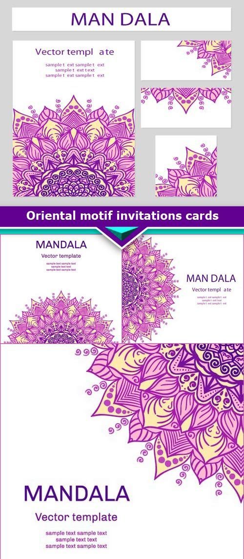 Oriental motif lace for your design invitation cards 7x EPS