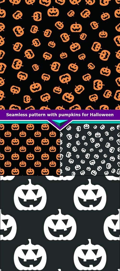 Seamless pattern with pumpkins for Halloween 7x EPS