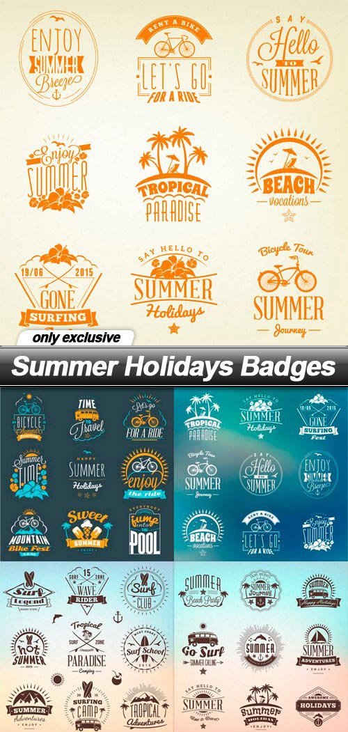 Summer Holidays Badges - 10 EPS