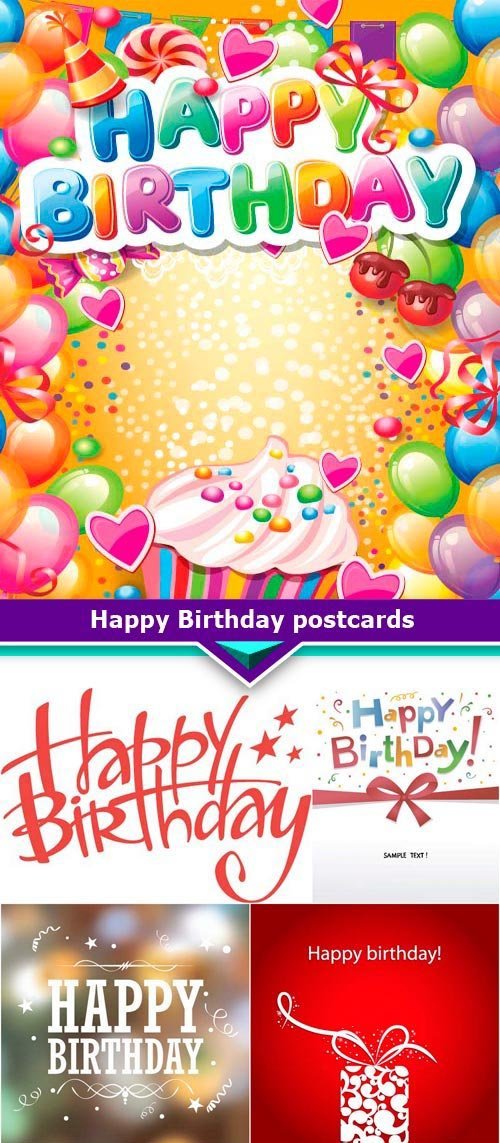 Happy Birthday postcards 14x EPS