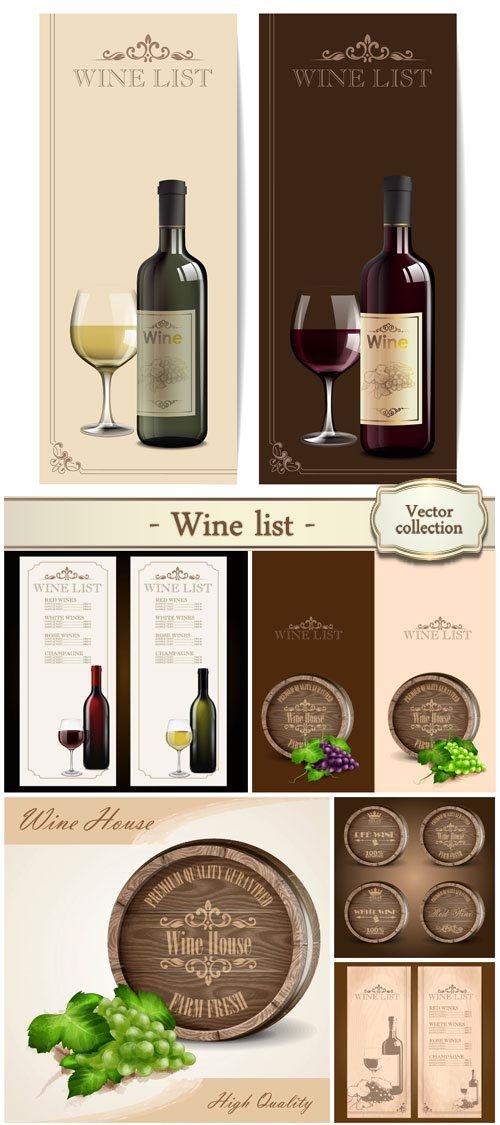 Wine list, vector backgrounds