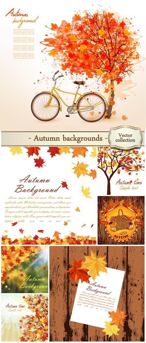 Autumn background vector, yellow leaves, trees