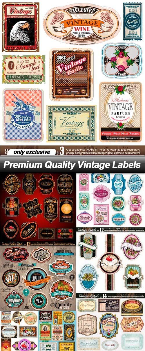 Premium Quality Vintage Labels - 15 EPS