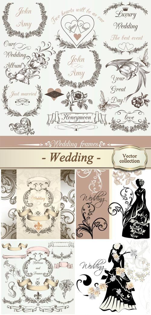 Collection of bridal silhouettes for design, vector design