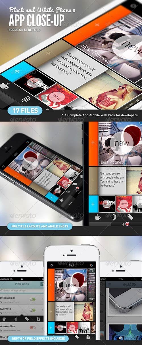 GraphicRiver - App UI Close-Up White Phone 5 Mock-Up