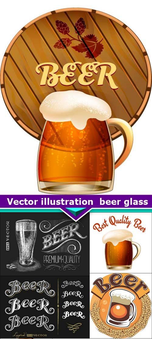 Vector illustration beer glass 10X EPS