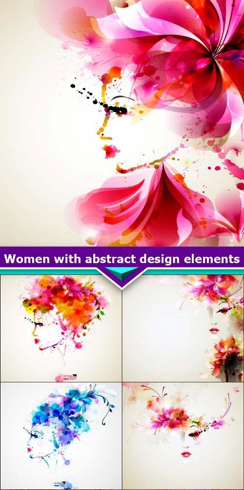 Women with abstract design elements 9X EPS