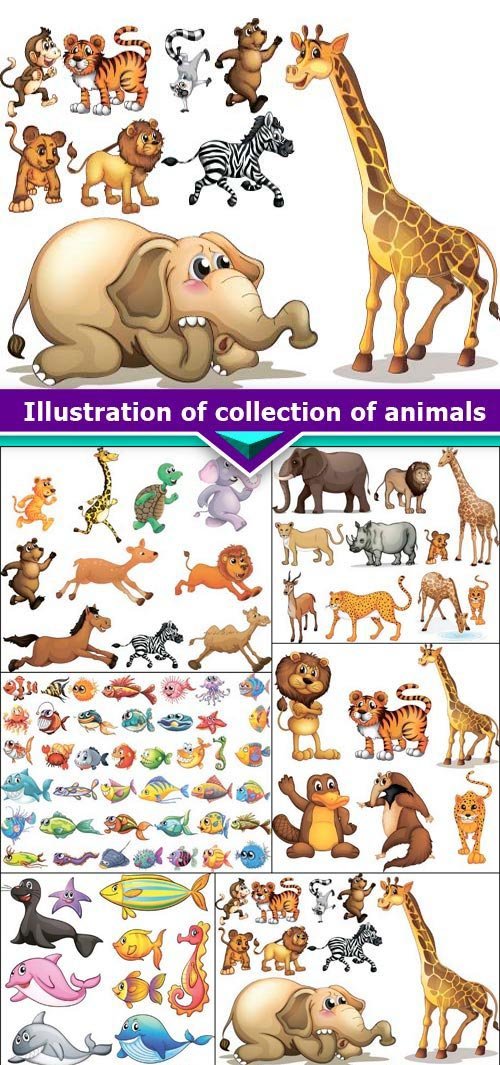 Illustration of collection of animals 11X EPS