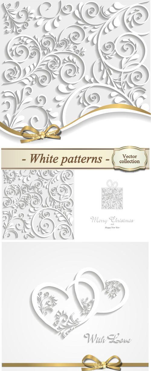 Vector background with white floral patterns