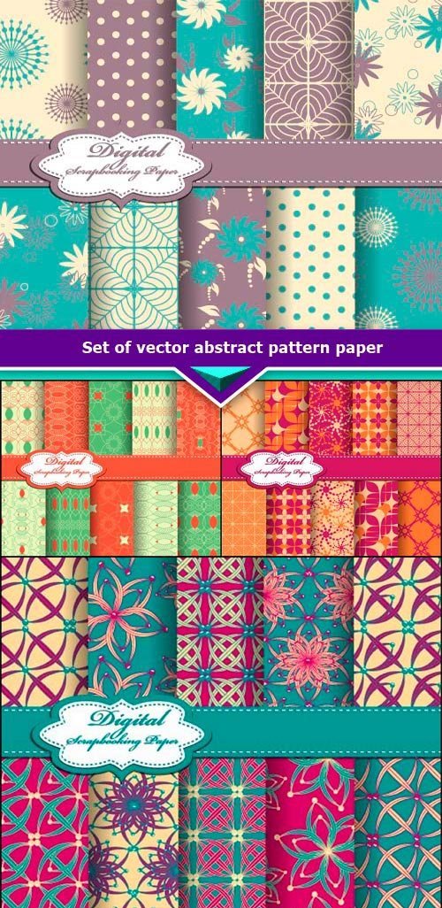 Set of vector abstract pattern paper 9x EPS