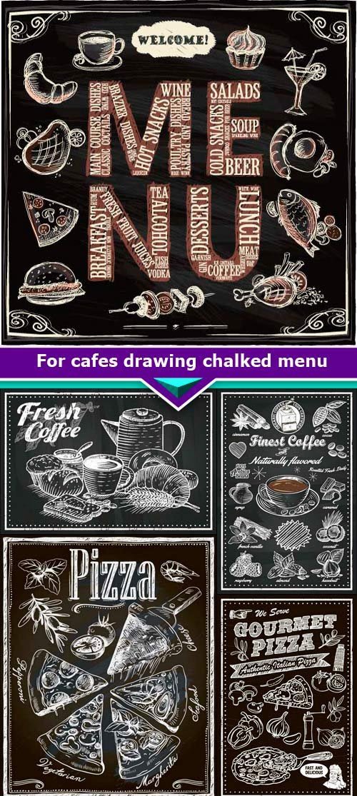 For cafes drawing chalked menu 11x EPS