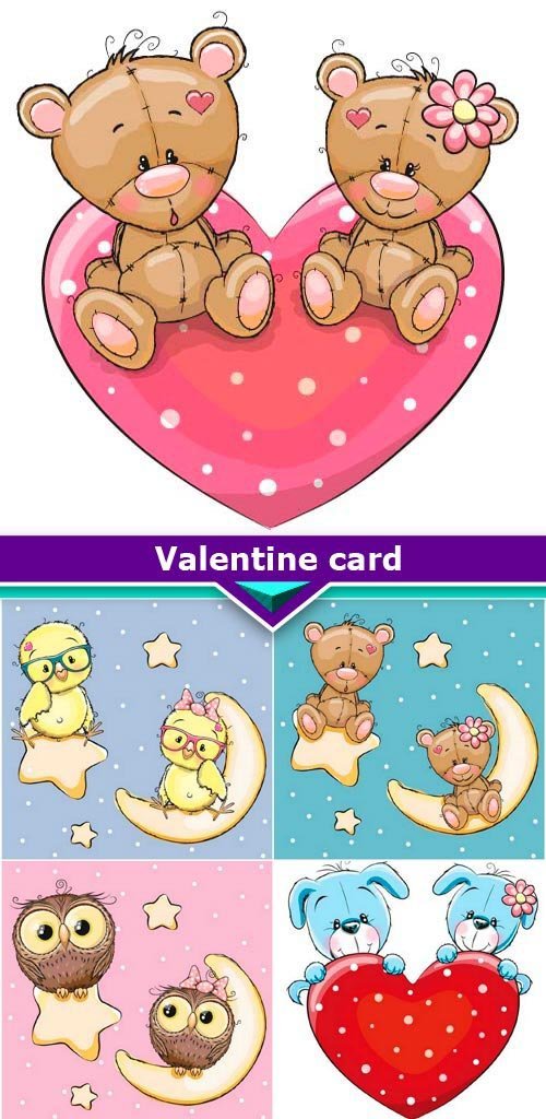 Valentine card 8x EPS
