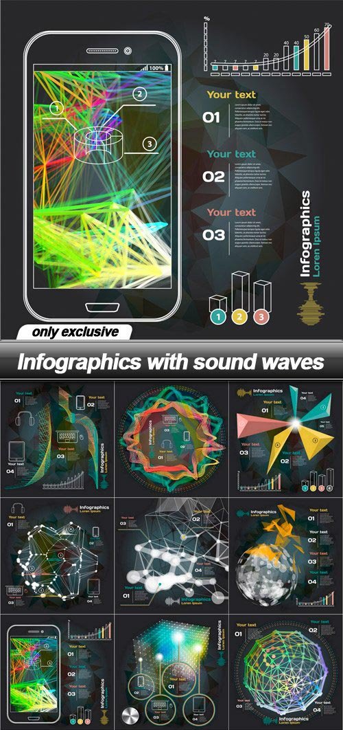 Infographics with sound waves - 15 EPS