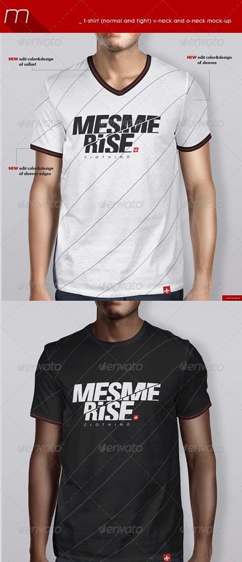 GraphicRiver - T-Shirt V-Neck O-Neck, Tight and Normal Mock-up