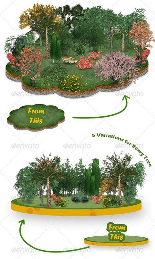GraphicRiver - Plants Trees Flowers Grass Collection for Maps