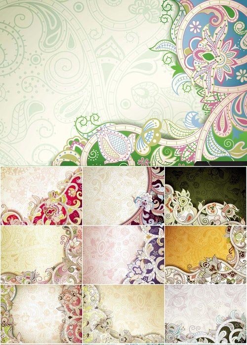 Abstract backgrounds with flowers pattern - 25 Eps