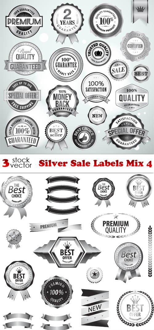 Vectors - Silver Sale Labels Mix 4