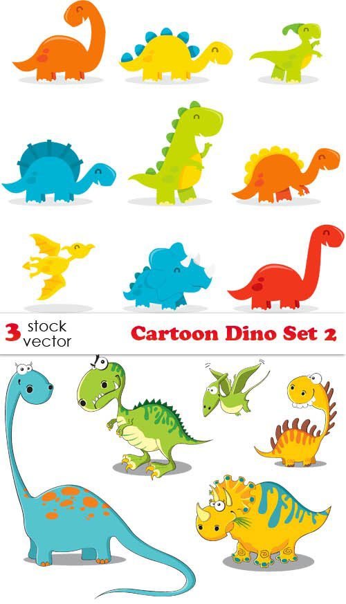 Vectors - Cartoon Dino Set 2