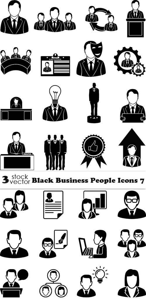 Vectors - Black Business People Icons 7