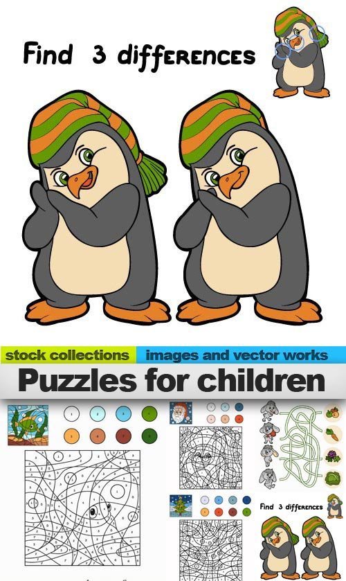 Puzzles for children, 25 x EPS