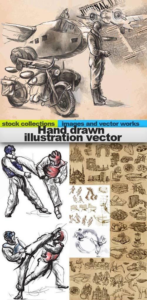 Hand drawn illustration vector, 25 x EPS